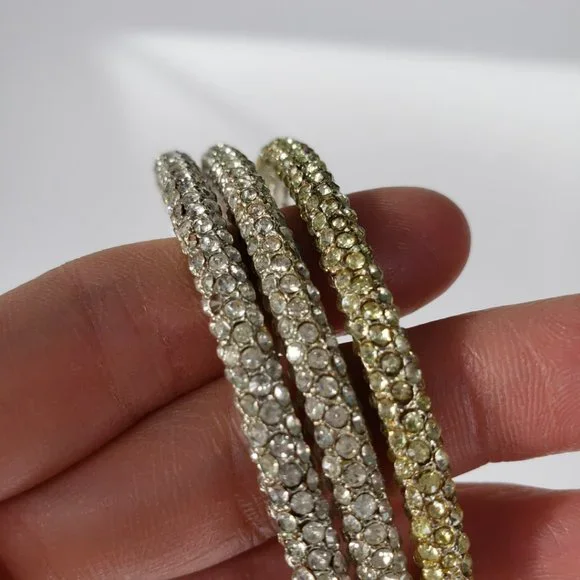 Marc Jacobs 3 Crystal Rhinestone Bangle Bracelets - Picture 5 of 8